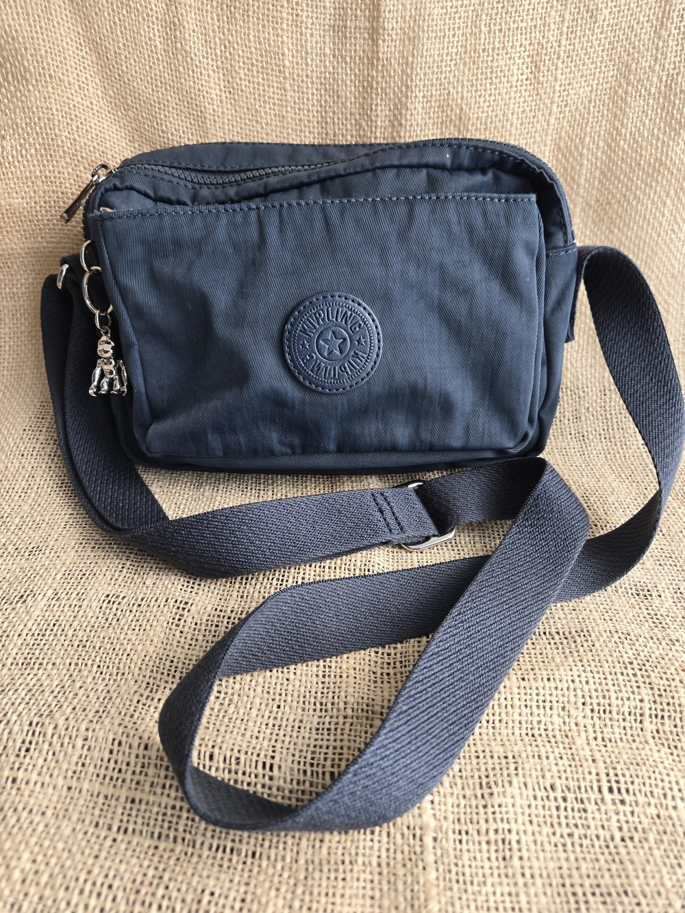 Kipling Navy Nylon Crossbody Bag with Monkey Charm